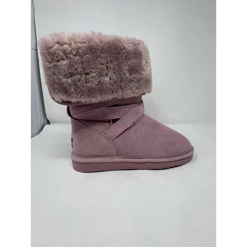 LAMO Womens Pink Suede Winter Boots 8 Furry